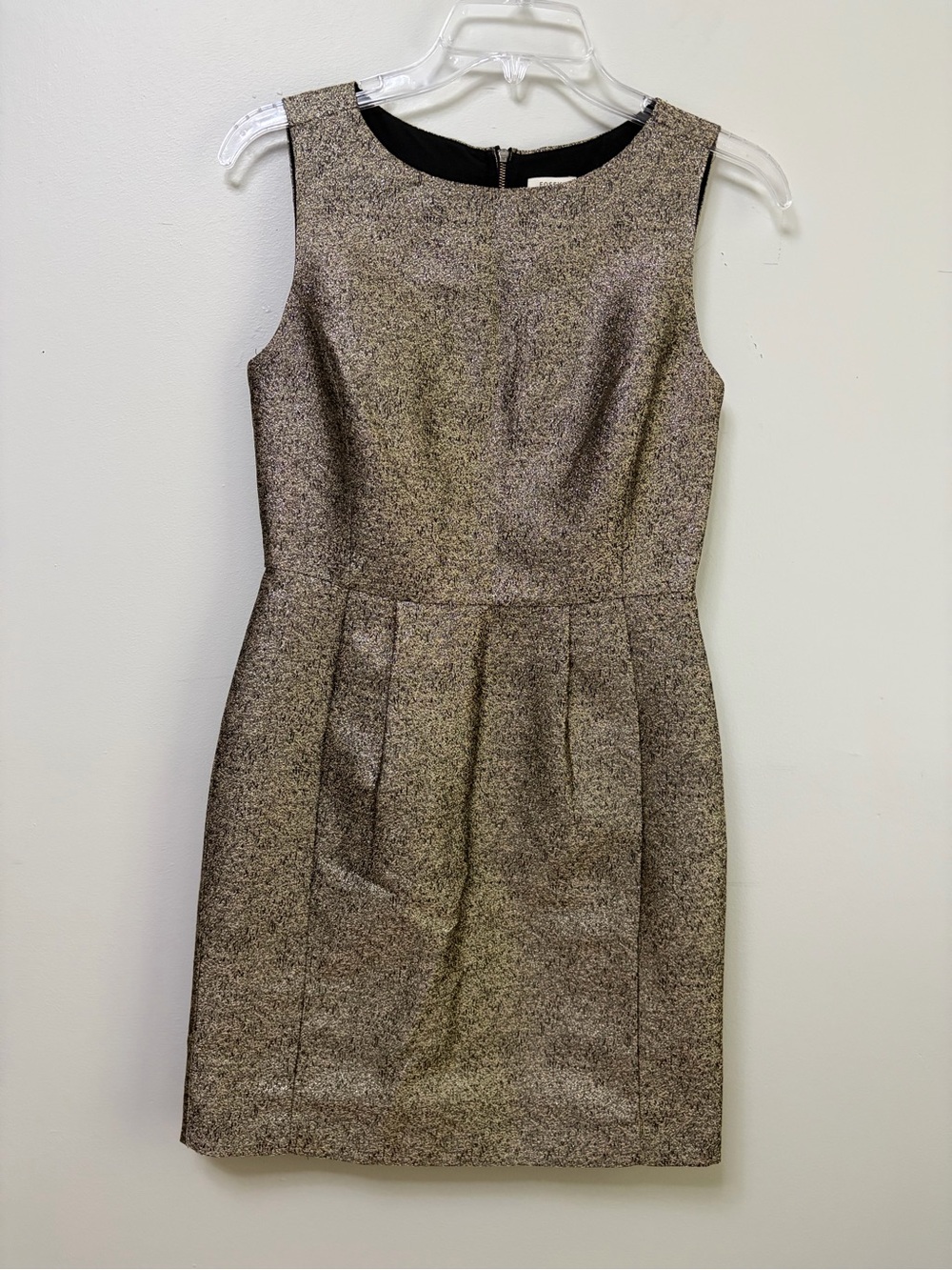 Fossil Metallic Gold & Black Pleated women’s Sleeveless Sheath Dress Size 0